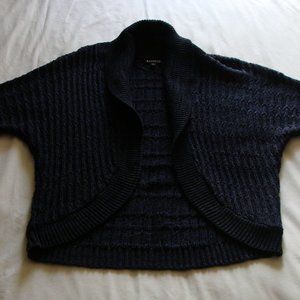 EXPRESS Blue & Black Short Sleeve CHUNKY Knit Open Front CARDIGAN Sweater Sz S